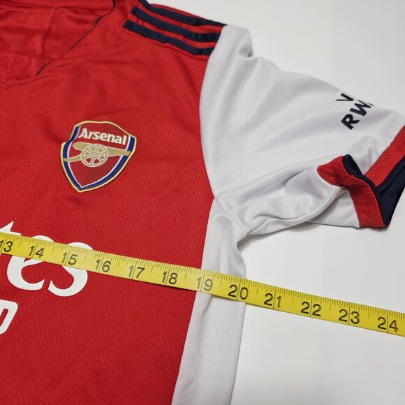 Arsenal Fly Emirates Jersey Victoria Concordia Crescit Adult Small Soccer Shirt - Picture 8 of 8